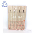 Wooden Mail Holder Wood Wall Mounted Mail Holder with Key hooks Factory